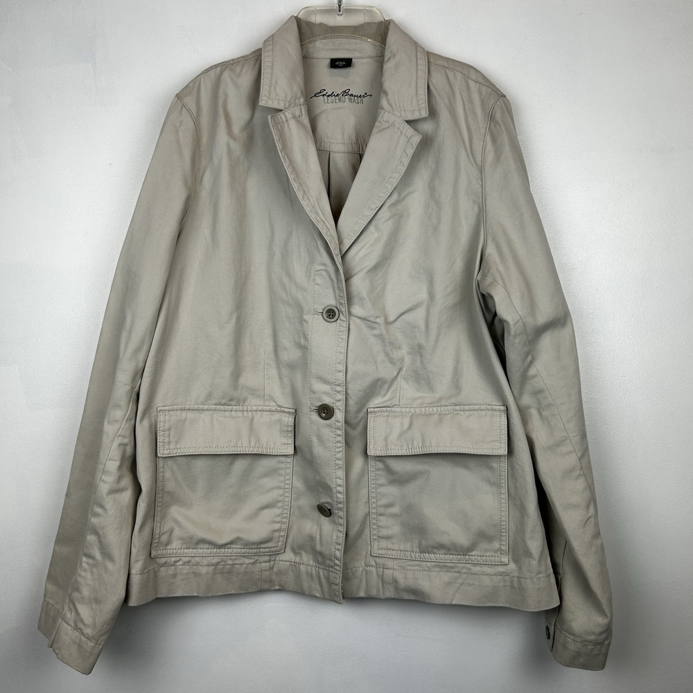 Eddie Bauer Jacket Womans XL Legend Wash Long Sleeve Beige Minimalist Capsule